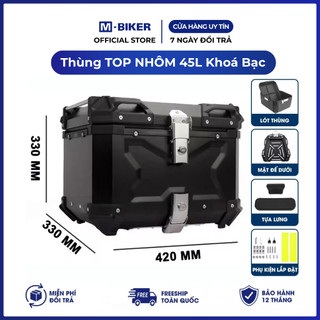 Thùng TOP 45L Nhôm cao cấp M-Biker. thùng nhôm 45l gắn sau mọi xe | M-Biker