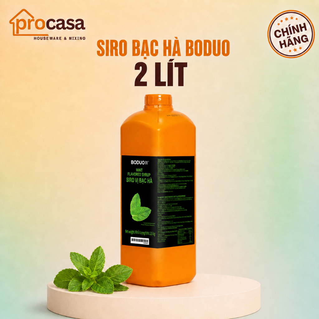 2 lít - Siro Bạc Hà Boduo – Hương Bạc Hà Tự Nhiên – Pha Soda, Đá Xay, Mojito Chuẩn Vị - Nguyên liệu 