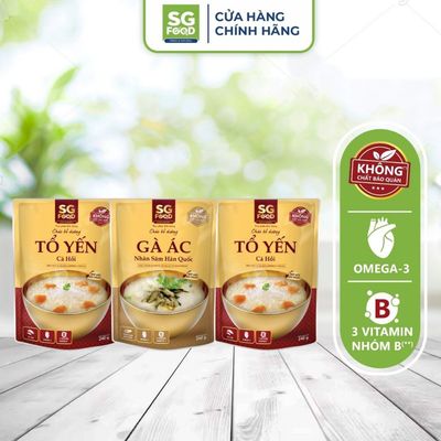 Lốc 36 - Combo 3 Cháo Bổ Dưỡng Ăn Liền SG Food 240G ( 2 Tổ Yến Cá Hồi, 1 Gà Ác)