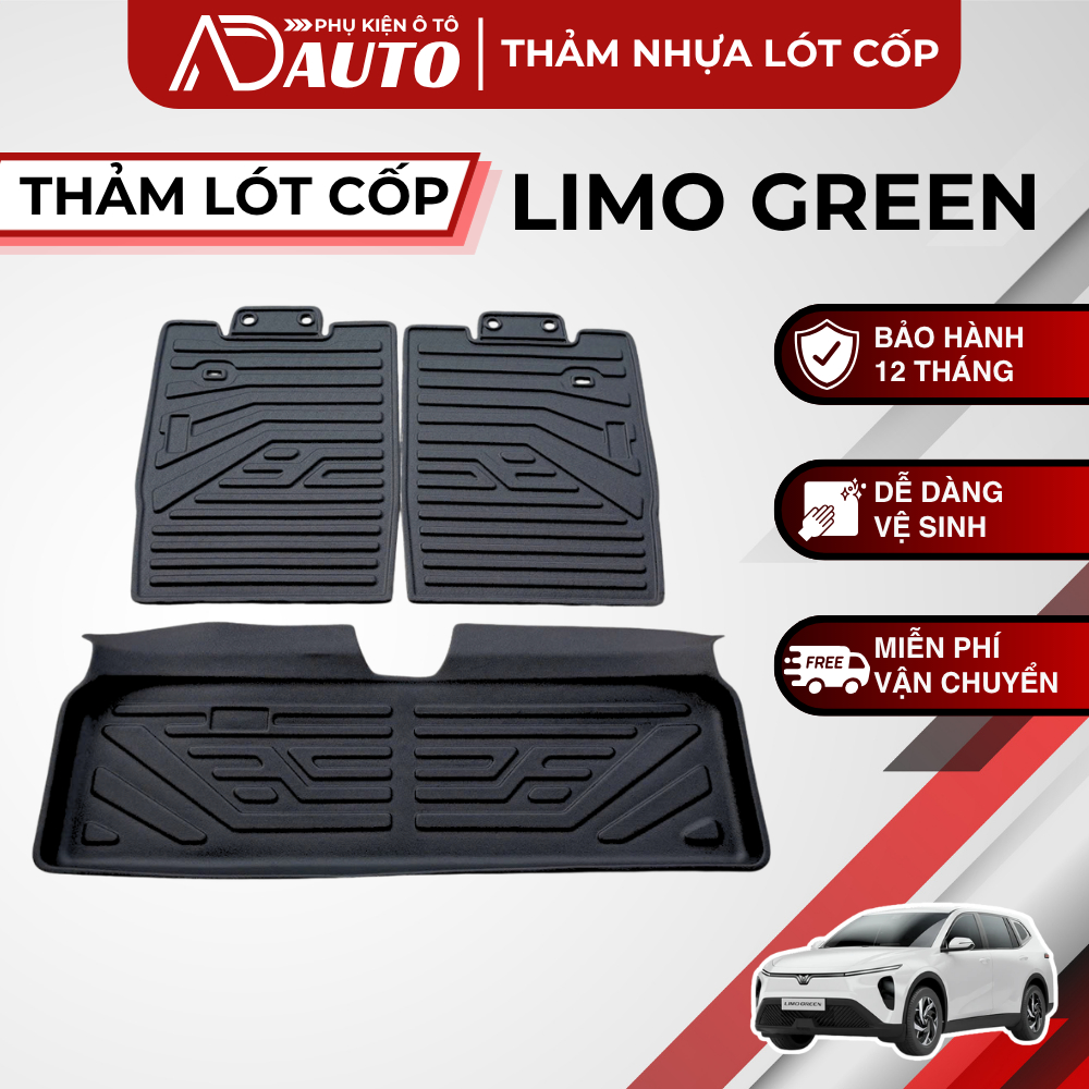 Thảm Lót Cốp Kèm Thảm Lưng Ghế VINFAST LIMO GREEN Nhựa TPE Nguyên Sinh Không Mùi, Chống Thấm Nước, A