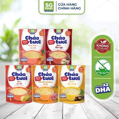 Lốc 58 BABY - 5 Cháo Tươi BABY Ăn Liền SG Food (Gà, Thịt, Lươn, Cua, Ếch)