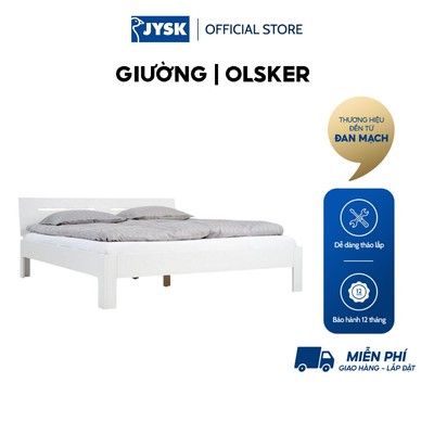 Giường | JYSK OLSKER | gỗ công nghiệp | trắng | nhiều kích thước