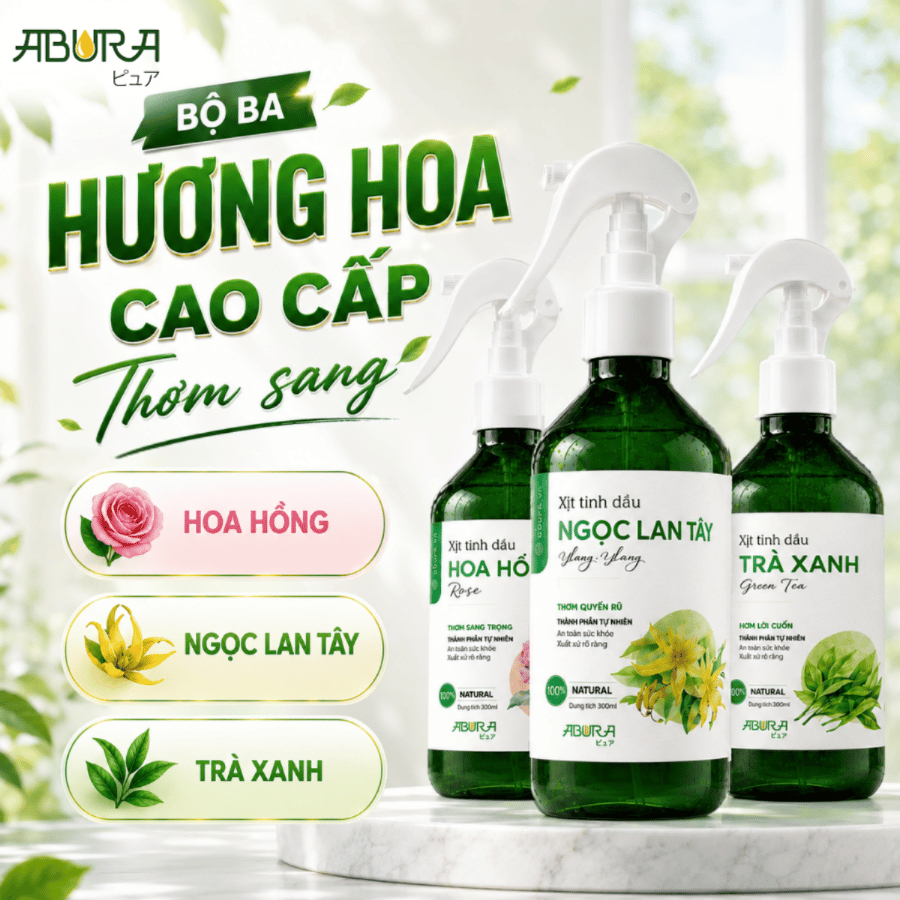 Xịt Tinh Dầu Thơm Phòng Hương Hoa Cao Cấp ABURA 300ml/500ml