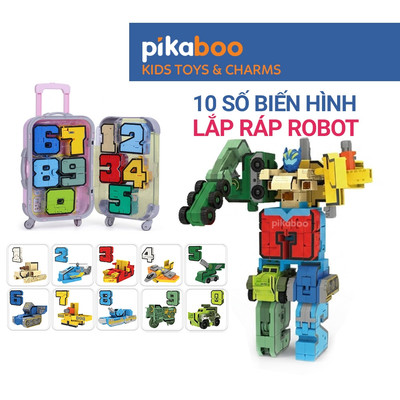Bộ số biến hình cao cấp Pikaboo Đồ chơi số có thể ghép thành robot cỡ lớn chất liệu an toàn