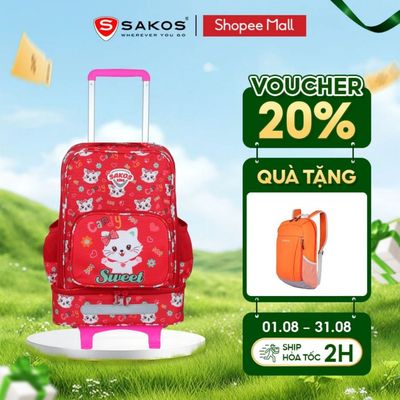 Balo Cần Kéo Học Sinh Thời Trang SAKOS KID MOVIL Bảo Vệ Vai Lưng Cột Sống Cho Bé Yêu