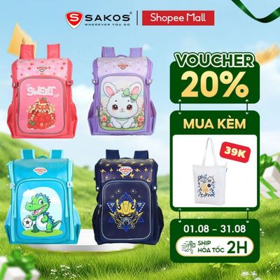 Balo Học Sinh SAKOS KID BINGO Họa Tiết Dễ Thương Nhẹ Bền Thiết Kế Đáng Yêu Màu Sắc Tươi Sáng