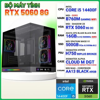 Máy tính PC Gaming DDR5- I5 14400F- B760M- 16G- 512G-700W-5060 8G-36T