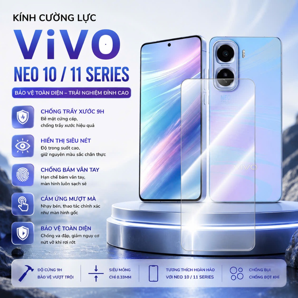 Kính Cường Lực Vivo iQOO Neo 11/ NEO 11 PRO/ Neo9/ Neo9 PRO/ Neo9s Pro+ iQOO Neo 10/ Neo 10 Pro/ Neo