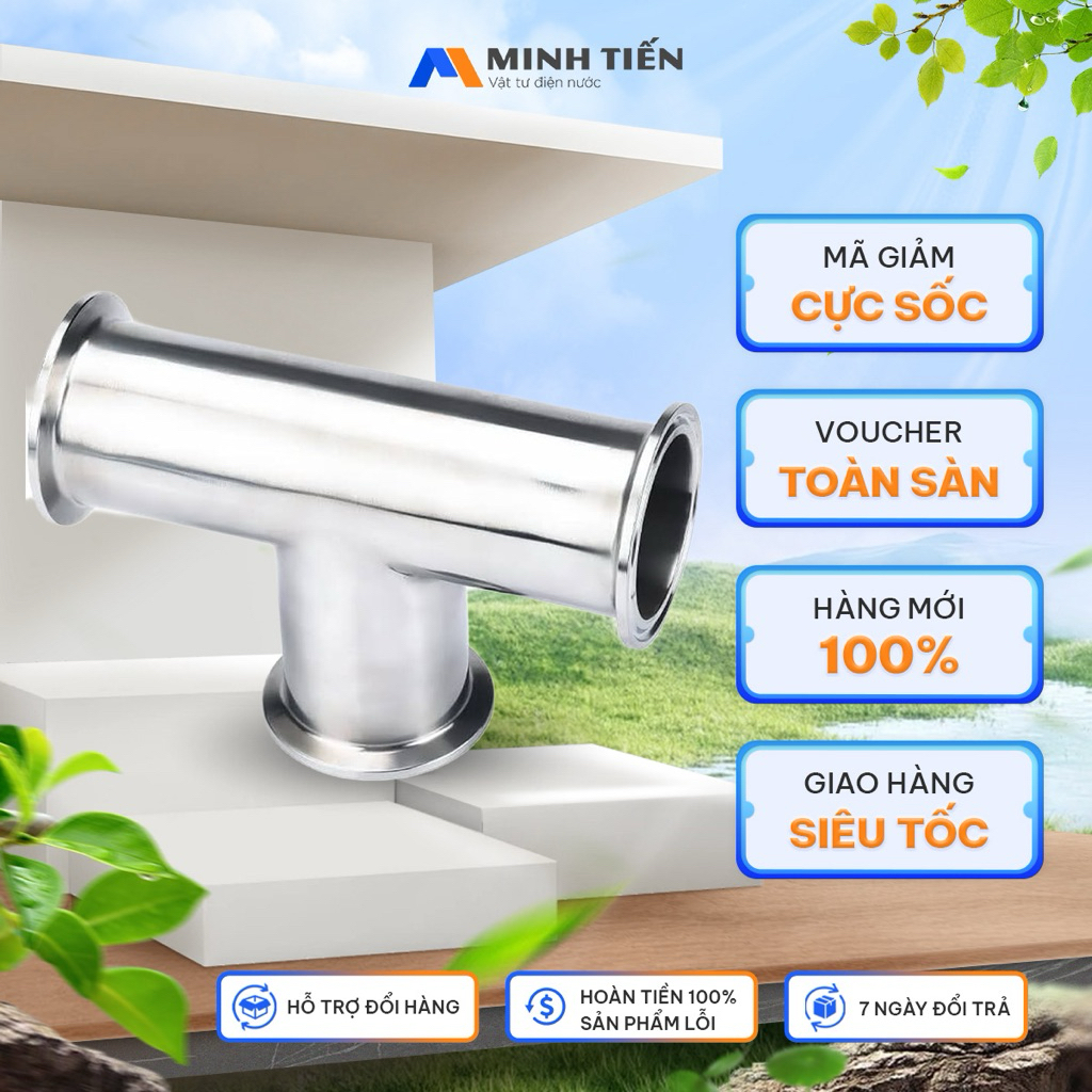 Tê vi sinh nối Clamp inox 304 (Sanitary Tee Clamp)