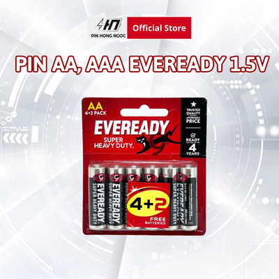 Vỉ 6 Viên pin EVEREADY super heavy duty 1,5V Siêu bền bỉ - Hàng chính hãng