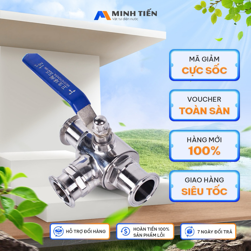 Van bi vi sinh 3 ngã inox 304(3-Way Sanitary Ball Valve)