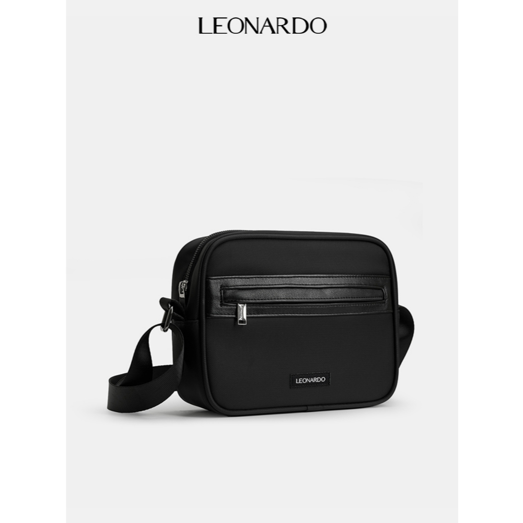 Túi đeo chéo nam Leonardo vải Oxford chống thấm phối da Microfiber thời trang Oxford - Túi Hộp Oxfor