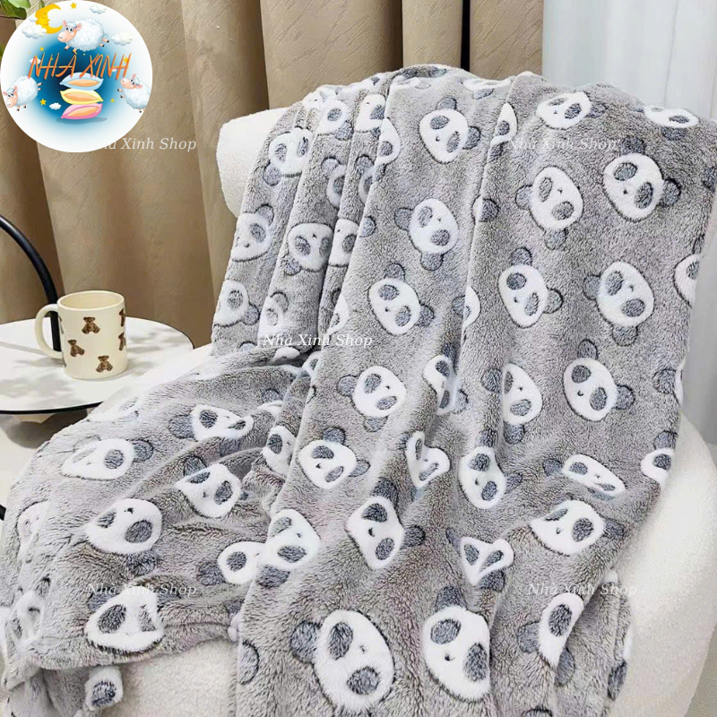 Chăn văn phòng, chăn lông tuyết mẫu gấu dâu