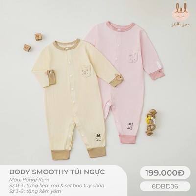 Bộ body smoothy túi ngực Lil Little Love [ Siêu Mềm, Mát, Mịn Co Dãn Và Thấm Hút Mồ Hôi Tốt] Size 6M - 4Y (6DBD06)