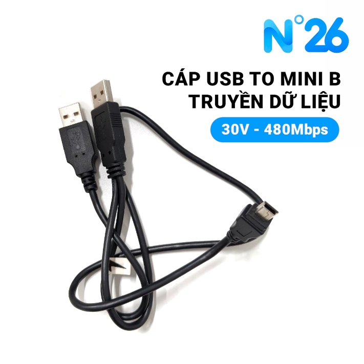 Cáp 2 Đầu USB 2.0 To Mini USB B chữ Y  – Dây Tay cầm PS3 DualShock 3, Ổ Cứng Box HDD 2.5, Máy ảnh cũ