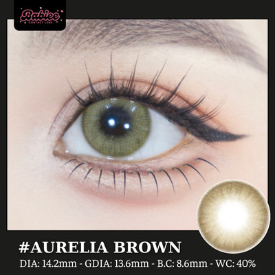 [SALE] Lens mắt Aurelia Brown màu nâu vàng ôm viền - size vừa, thương hiệu Babiee Hàn Quốc, hsd 12 tháng