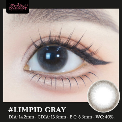 Lens mắt Limpid Gray màu xám viền nhám tự nhiên - size vừa, thương hiệu Babiee Hàn Quốc