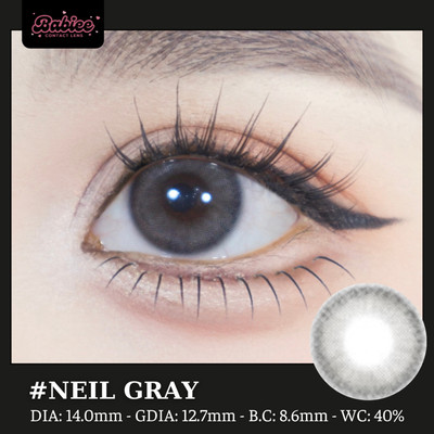 [SALE] Lens mắt Neil Gray màu xám viền nhám tự nhiên - size nhỏ, thương hiệu Babiee Hàn Quốc, hsd 12 tháng
