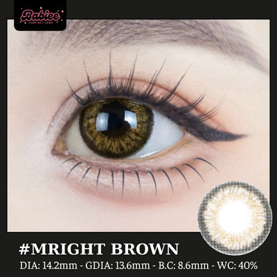 [SALE] Lens mắt Mright Brown màu nâu đen viền đậm - size vừa, thương hiệu Babiee, hsd 12 tháng
