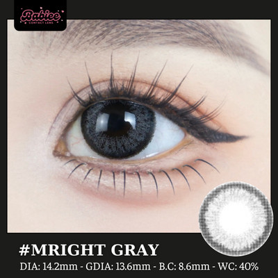 [SALE] Lens mắt Mright Gray màu xám đen viền đậm - size vừa, thương hiệu Babiee, hsd 12 tháng