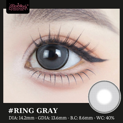 Lens mắt Ring Gray màu xám mắt mèo long lanh viền mảnh - size vừa, thương hiệu Babiee, hsd 12 tháng