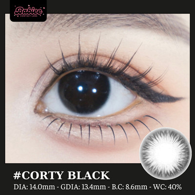 Lens mắt Corty Black màu đen tự nhiên - size nhỏ, thương hiệu Babiee Hàn Quốc, hsd 12 tháng