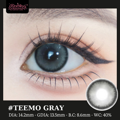 Lens mắt Teemo Gray màu xám rêu có viền tự nhiên, trong trẻo - size vừa, thương hiệu Babiee Hàn Quốc