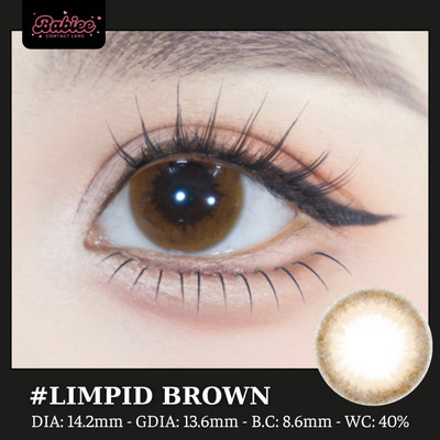[SALE] Lens mắt Limpid Brown màu nâu tây viền nhám - size vừa, thương hiệu Babiee Hàn Quốc, hsd 12 tháng