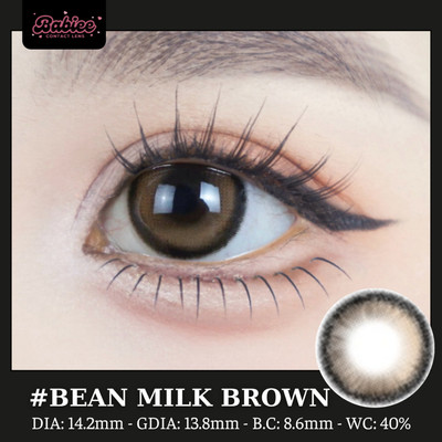 [SALE] Lens mắt Bean Milk Brown màu nâu viền nhám bản lớn - size vừa, thương hiệu Babiee, hsd 12 tháng