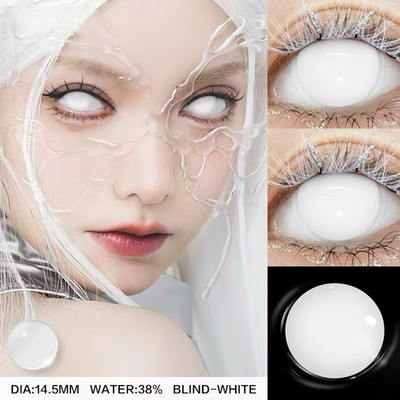 [cosplay] Lens mắt hóa trang màu trắng full / halloween nổi bật - brand BABIEE