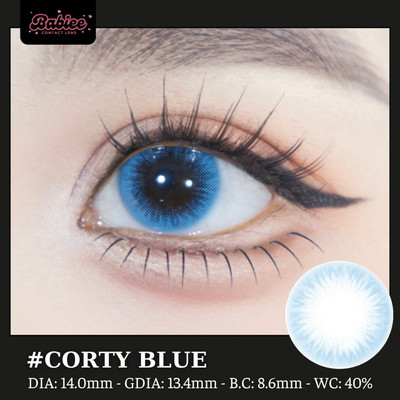 [SALE] Lens mắt Corty Blue màu xanh tây không viền - size nhỏ, thương hiệu Babiee Hàn Quốc, hsd 12 tháng