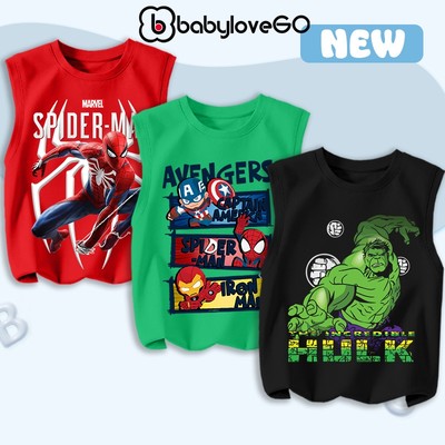 Áo ba lỗ bé trai BabyloveGO áo siêu nhân chất thun cotton cho bé thoáng mát