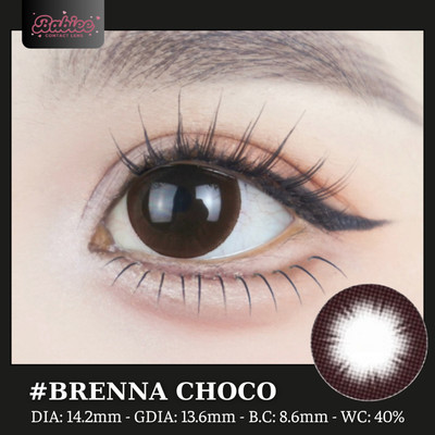 Lens mắt Brenna Choco màu nâu cafe tự nhiên - size vừa, thương hiệu Babiee Hàn Quốc, hsd 12 tháng