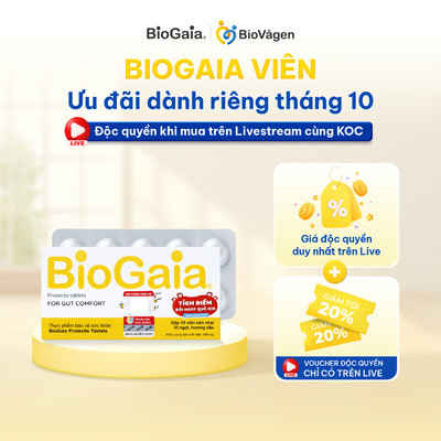 [ĐỘC QUYỀN LIVE CÙNG KOC] Men vi sinh BioGaia ProTectis tablets Thụy Điển hỗ trợ tiêu hóa, hộp 10 viên  [1_TAB]