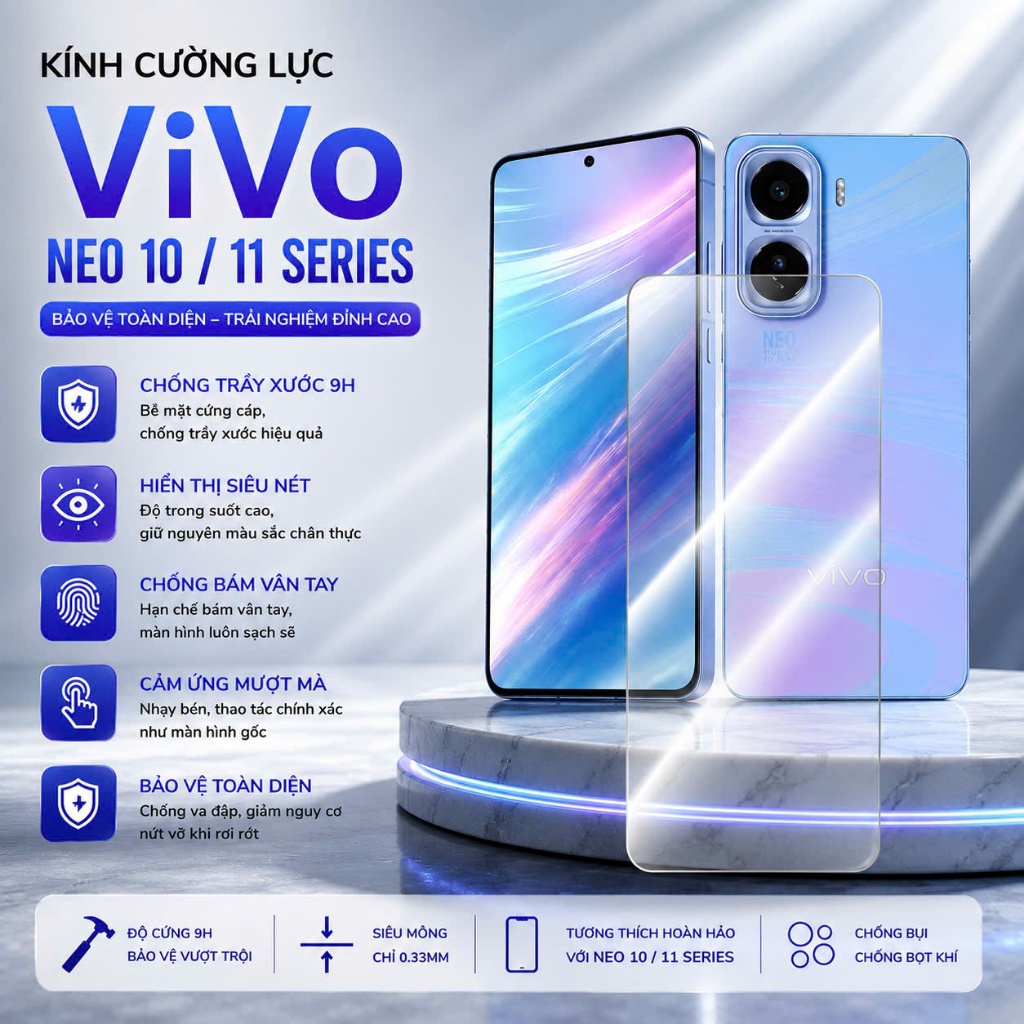 Kính Cường Lực Vivo iQOO Neo 11/ NEO 11 PRO/ Neo 10/ Neo 10 Pro/ Neo 10 Pro+/ iQOO Neo9/ Neo9 PRO/ N