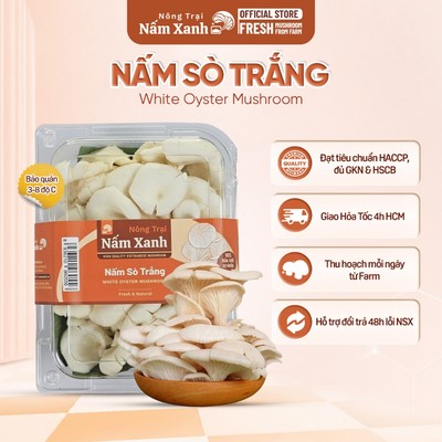 [HCM] Nấm Sò Trắng Tươi 200gr 500gr Thơm Ngon Thanh Đạm Tươi Mới Mỗi Ngày - Nông Trại Nấm Xanh