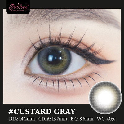 [SALE] Lens mắt Custard Gray màu xám viền loang tự nhiên - size vừa, thương hiệu Babiee, hsd 12 tháng