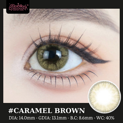 [SALE] Lens mắt Caramel Brown màu nâu sáng viền nhạt - size nhỏ, thương hiệu Babiee, hsd 12 tháng