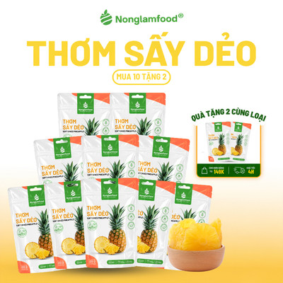 [10 Túi Tặng 2]Combo 10 túi Thơm Sấy Dẻo Nonglamfood túi 100g, Ăn vặt tốt cho sức khỏe Healthy Snack