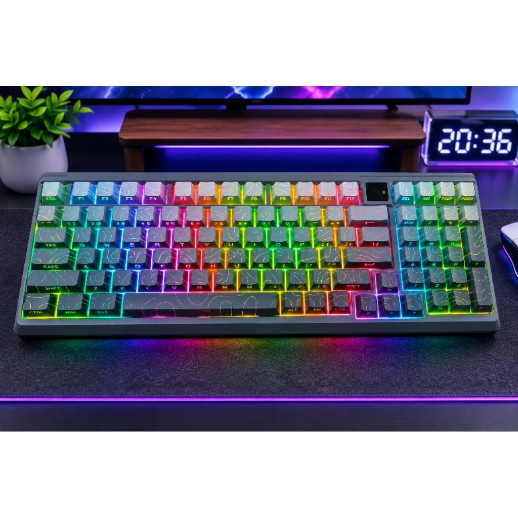 Bàn Phím Cơ LANGTU T98 PRO 3Mode, Pin 10000, Màn Hình, Gasket Mount, Hotswap