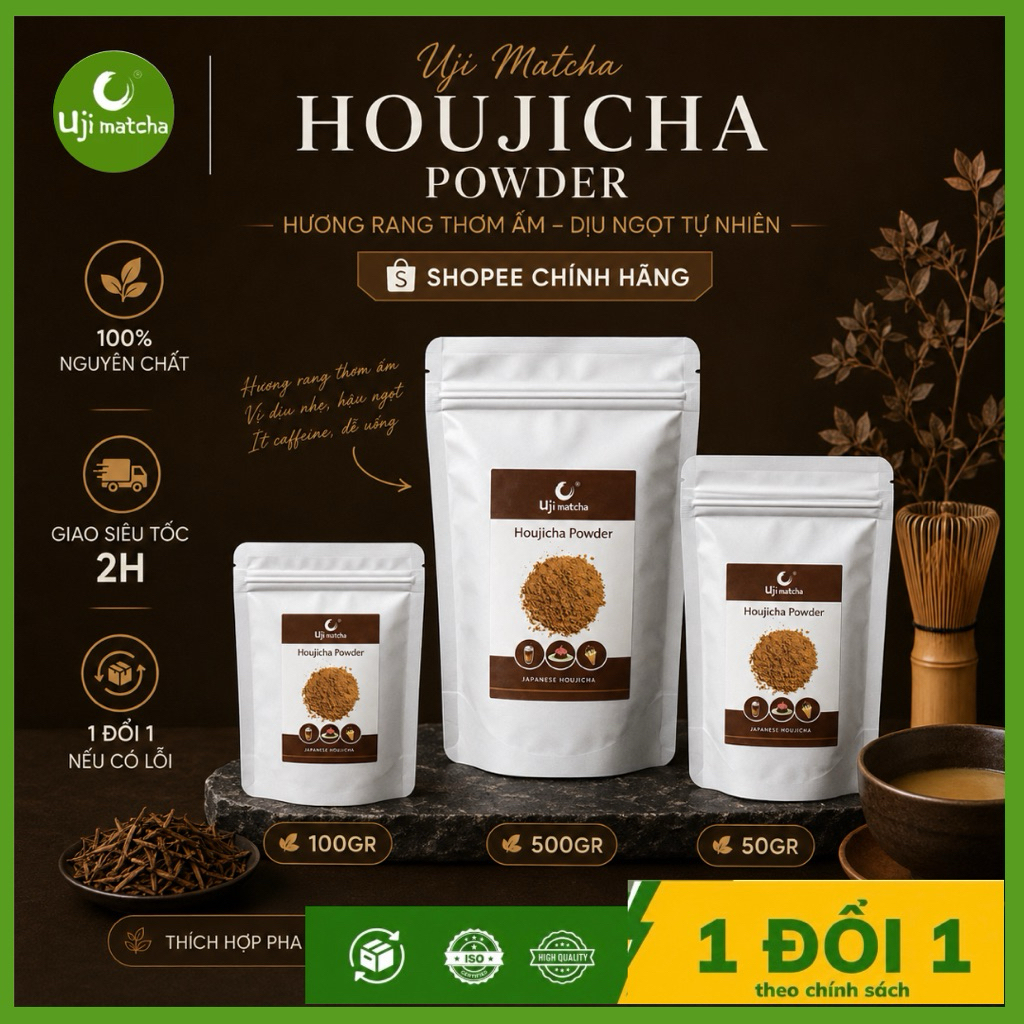 Bột Trà Rang Houjicha Powder nguyên chất [Tặng túi 10GR]