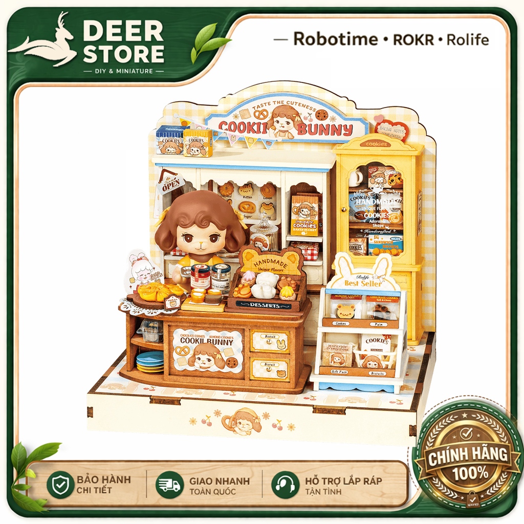 Mô hình nhà DIY Rolife Cookii Bunny's Cookie Shop DG177 – Tiệm bánh quy Cookii Bunny DEER STORE