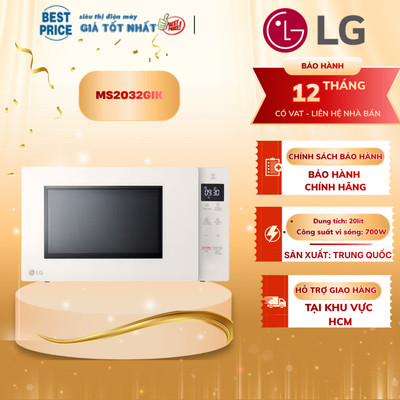 MS2032GIK Lò Vi Sóng LG NeoChef 20 Lít, Thiết Kế Sang Trọng, Vệ Sinh Dễ Dàng, Công Nghệ Hiện Đại
