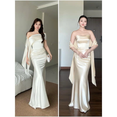 Charlot Dress Wonderhouse Đầm thiết kế chất lụa dáng cup kèm khăn choàng sạng trọng phù hợp đi tiệc