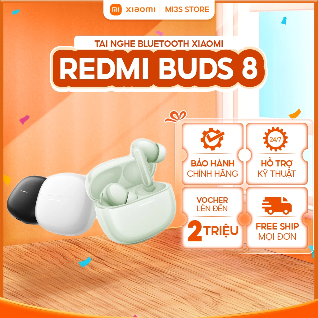 Tai Nghe Bluetooth Xiaomi Redmi Buds 8 | Hi-Res Audio, ANC 50dB, Pin 44 Giờ, 3 Micro AI