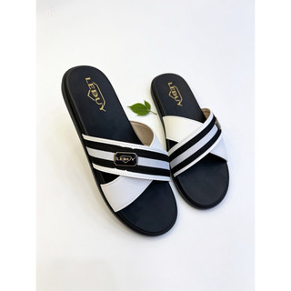 Dép Quai Chéo Gắn Mác, Da Cao Cấp Đế Cao Su Đúc Quai Da Cao Cấp, Đế Đúc Nguyên Khối Size 37-45