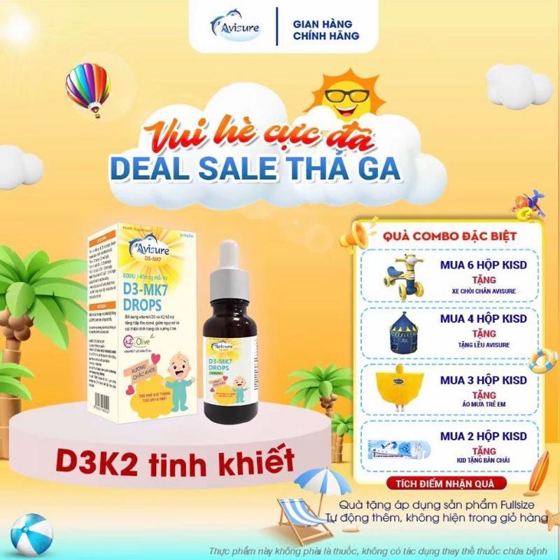 Avisure D3 - MK7 Drops - bổ sung vitamin D3 K2 giúp hấp thu canxi, hỗ trợ xương răng chắc khỏe