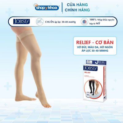 Vớ Y Khoa JOBST Relief - Vớ Đùi, Màu Da, Hở Ngón, Dòng Cơ Bản, Áp Lực 30-40mmHg, 2 Chiếc (Tất Y Khoa)