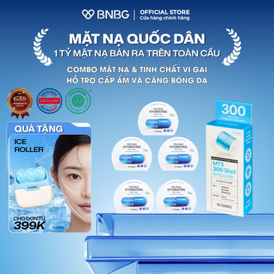 Combo hỗ trợ cấp ẩm và dưỡng da căng bóng BNBG (5 Hydrating Jelly Mask + MTS 300 Shot (4 gói x 2ml))