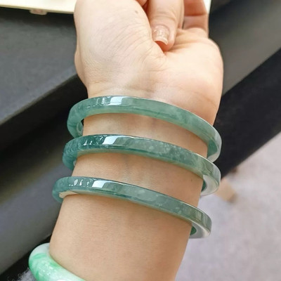 Vòng Tay Cẩm Thạch Lam Ngọc Type A Bản Vuông 6ly - Ngọc Trai Trường Thịnh